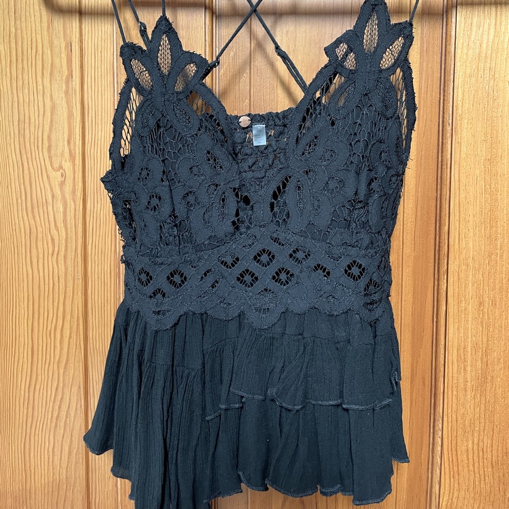 Black lace free people top Small